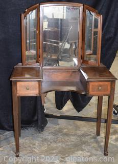 Small Art Deco Vanity Dressing Table with Mirror 